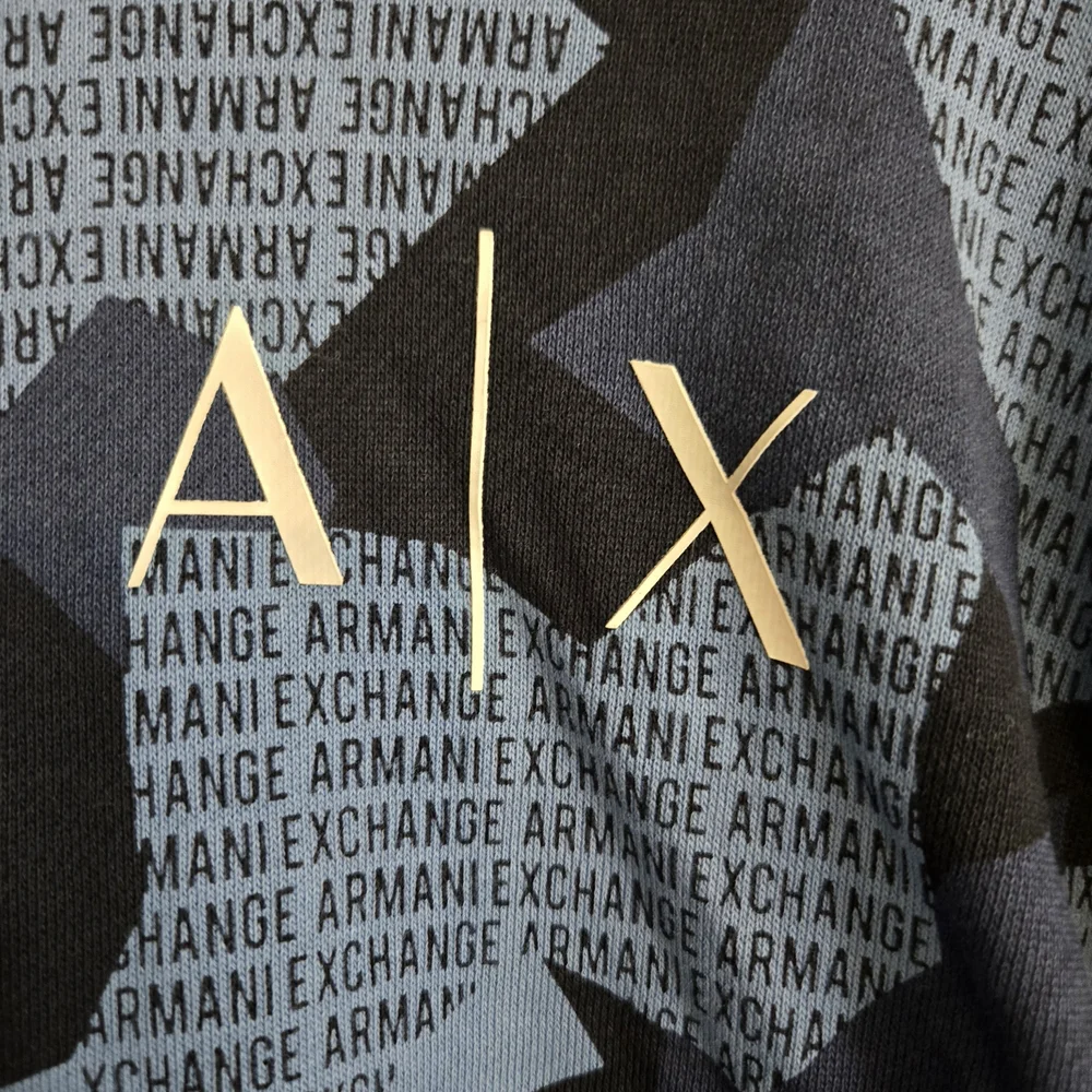Armani‎ Exchange Men’s Blue Black Logo Zip Hoodie XS Graphic Print Sweatshirt